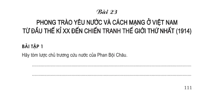 Bài 23: Phong trào yêu nước và cách mạng ở Việt Nam từ đầu thế kỉ XX đến chiến tranh thế giới thứ nhất (1914)